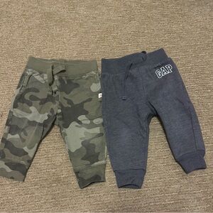 GAP Kids Green Camo and Dark Gray Joggers